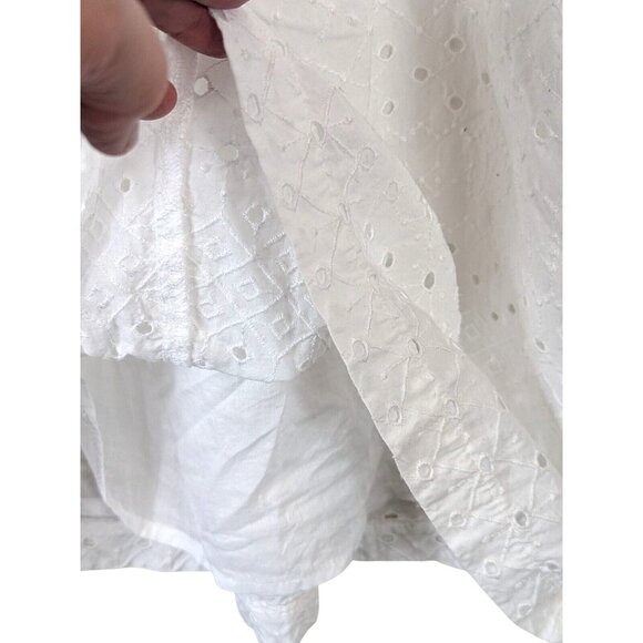 Old Navy size L Fit & Flare Eyelet Midi Dress White Elastic Back Sweetheart Flow - Picture 4 of 13